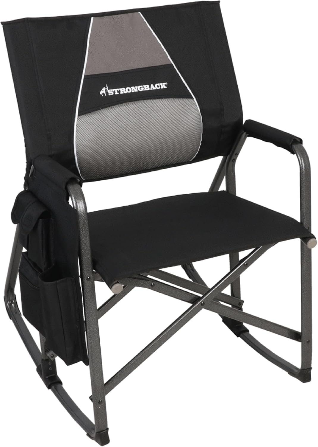 STRONGBACK Director chair with cupholder for convenient hydration outdoors.