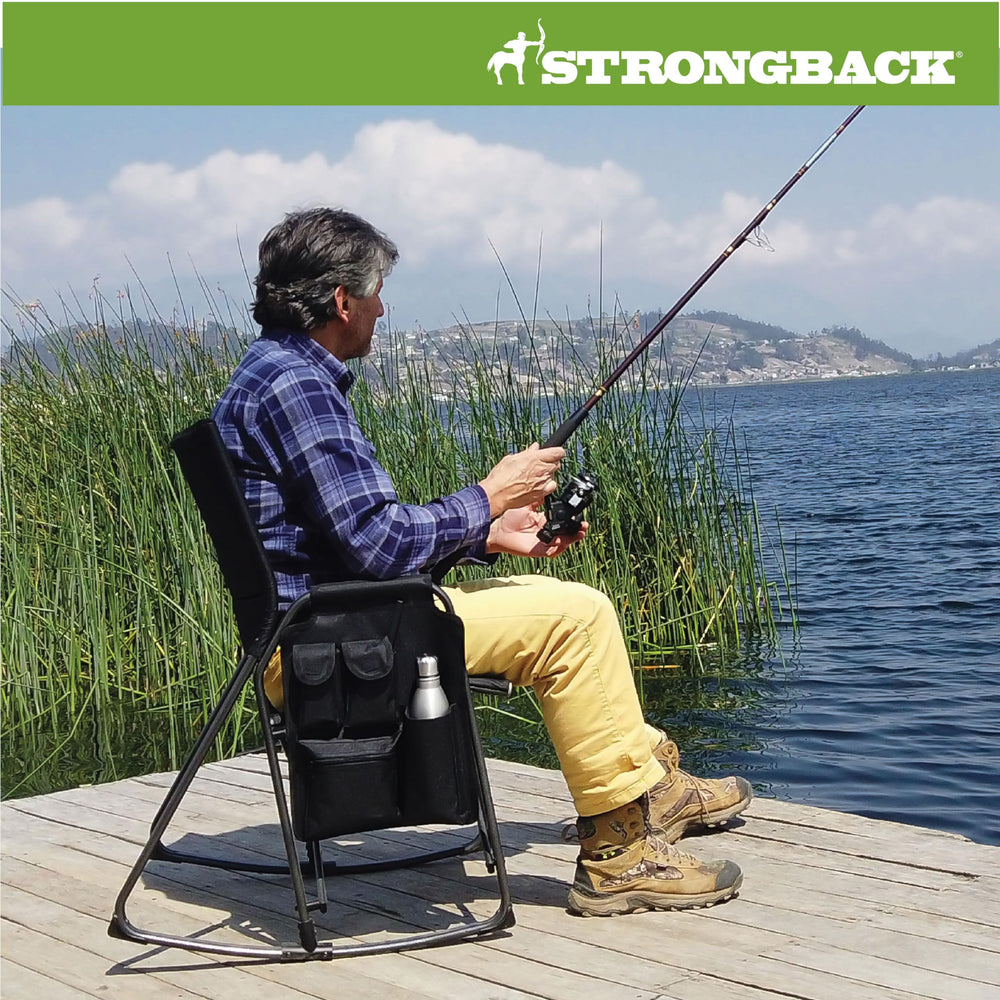 STRONGBACK Director chair with wide seat accommodates various body types.