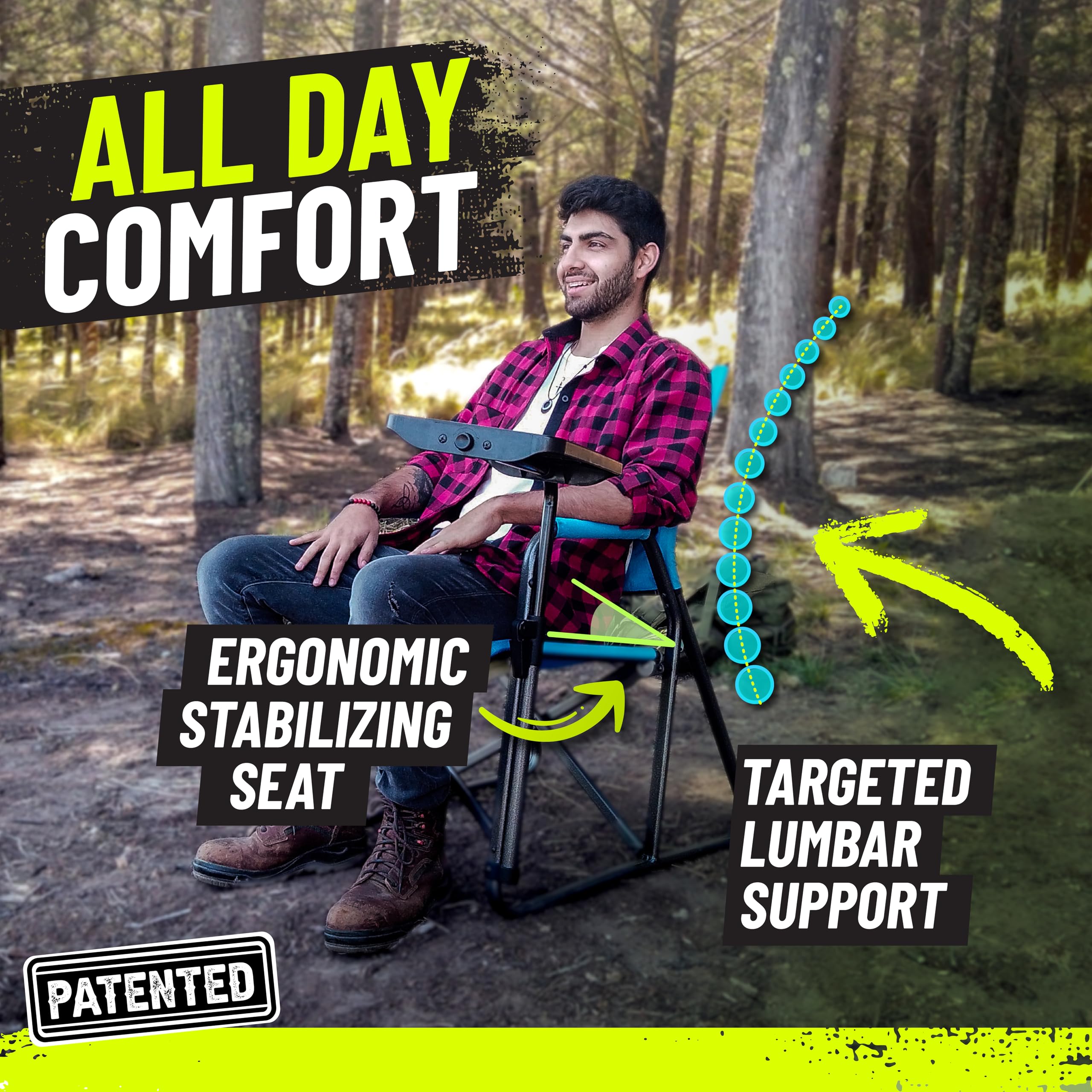 STRONGBACK lightweight portable chair for easy transport to campsites and beaches.