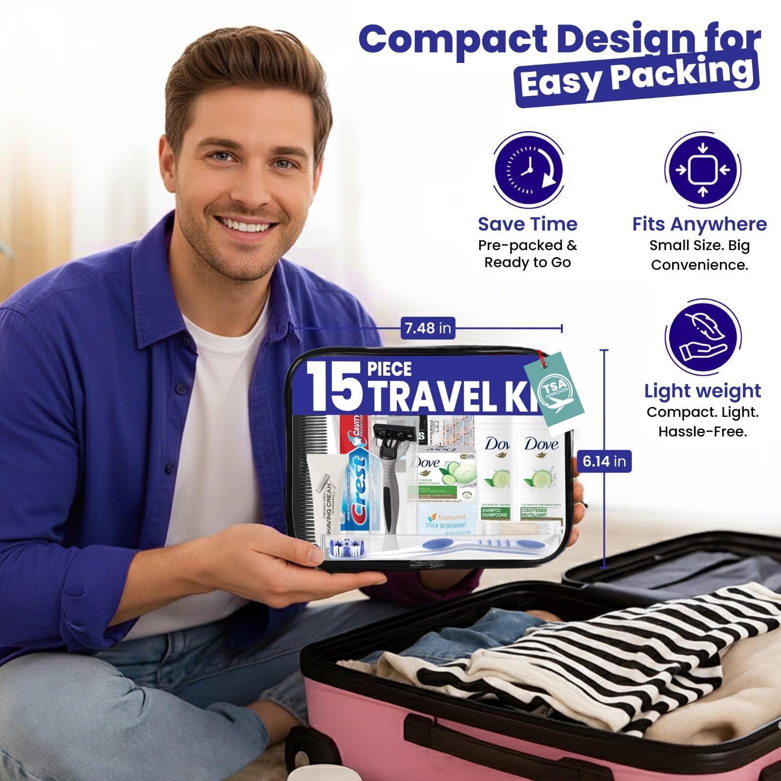 Stuhrling Bottle TrekTote toothbrush and toothpaste ready for quick brushing anywhere.
