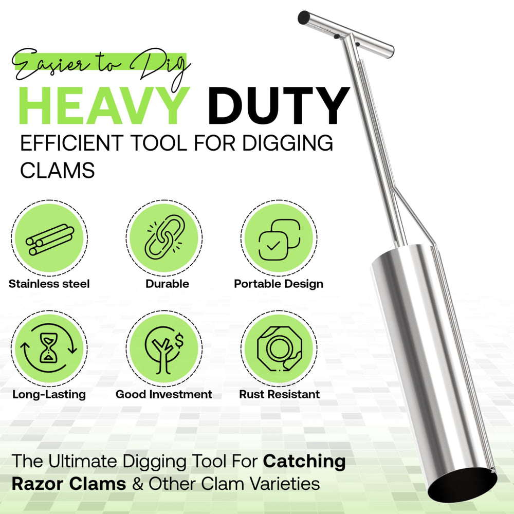 SturdyShape clam gun 5inch-diameter provides roomy tube for diverse clams