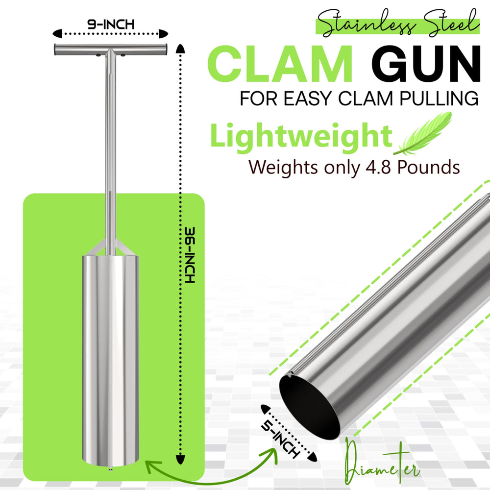 SturdyShape clam gun in-action-sand demonstrates real-world clamming use