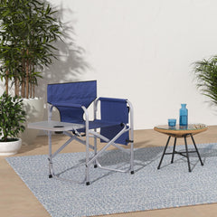 Stylish Camping SL1204BLUE chair with retractable side table for convenience