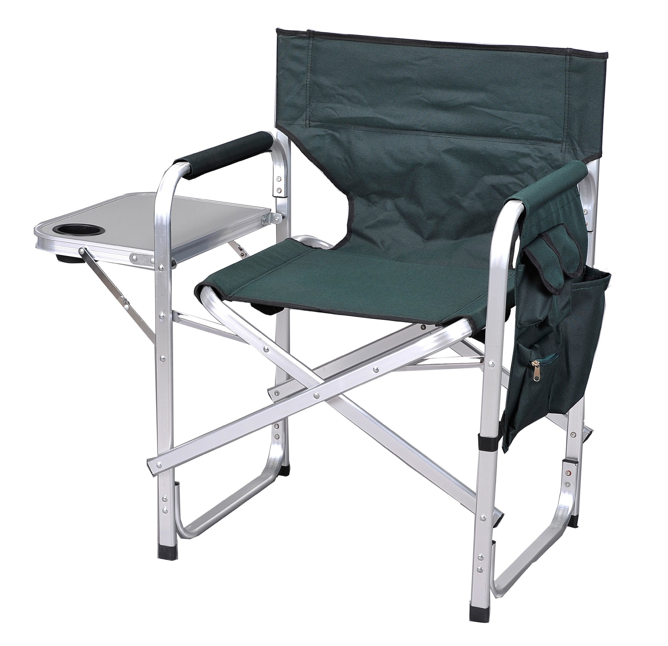 Stylish Camping SL1204GREEN chair with flat aluminum frame for easy transport.