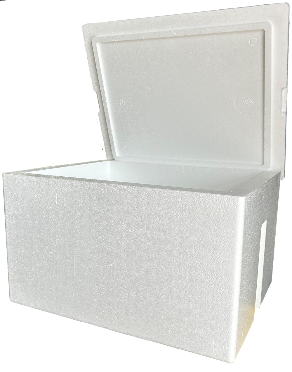 Styrofoam Ice Chest 68 qt front view shows large capacity for drinks and party essentials.