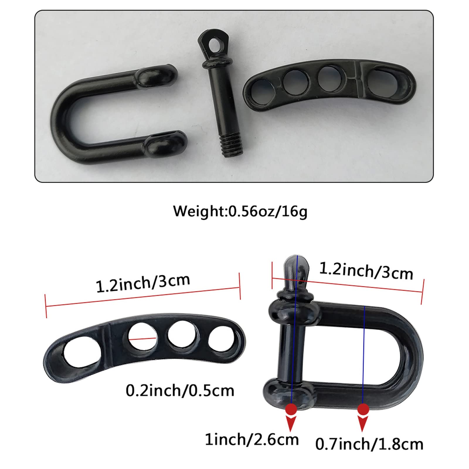 SU LIFE screw-pin U shackle clip black enables quick setup