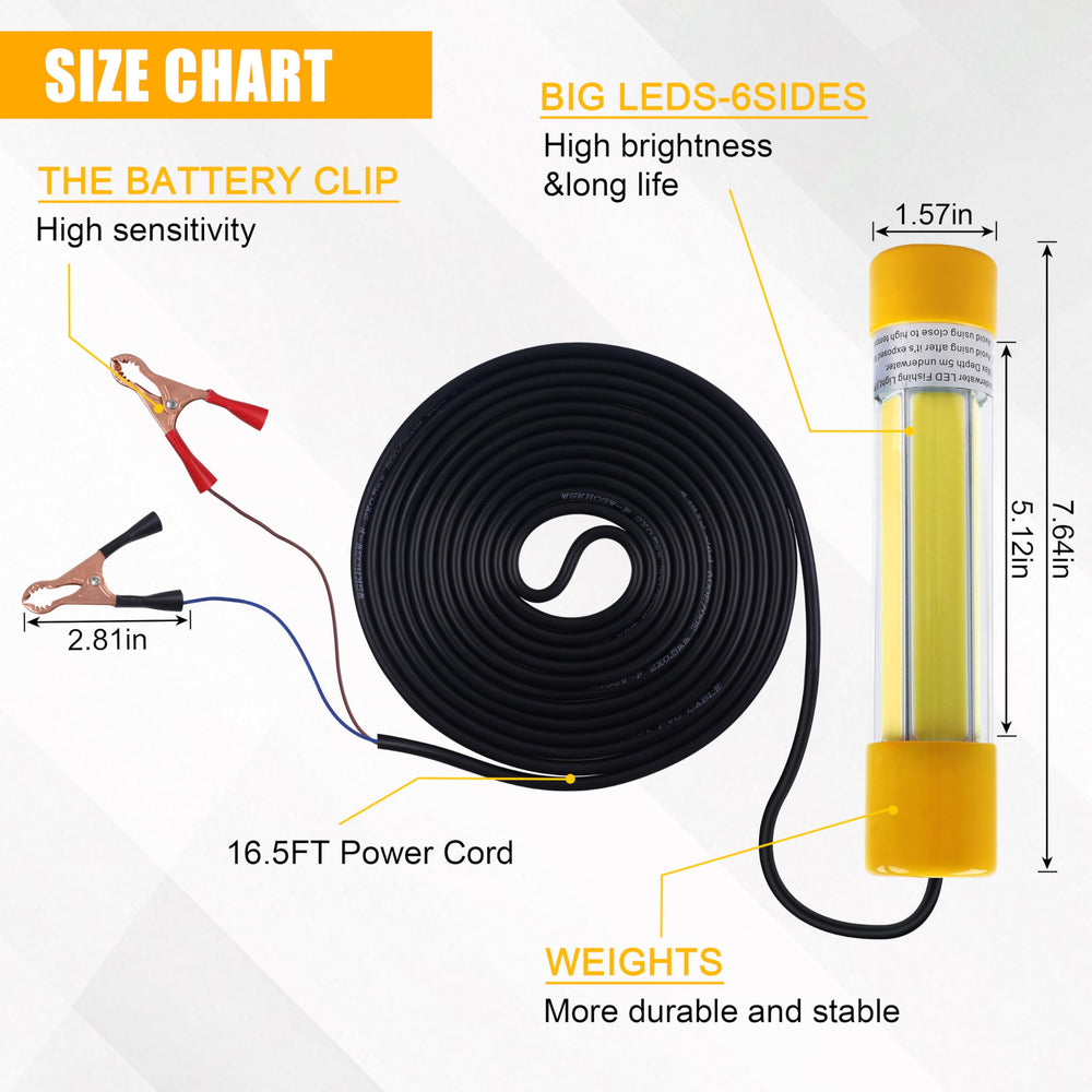 Light with a 19.7 ft power cord suitable for boats, kayaks, ice and docks