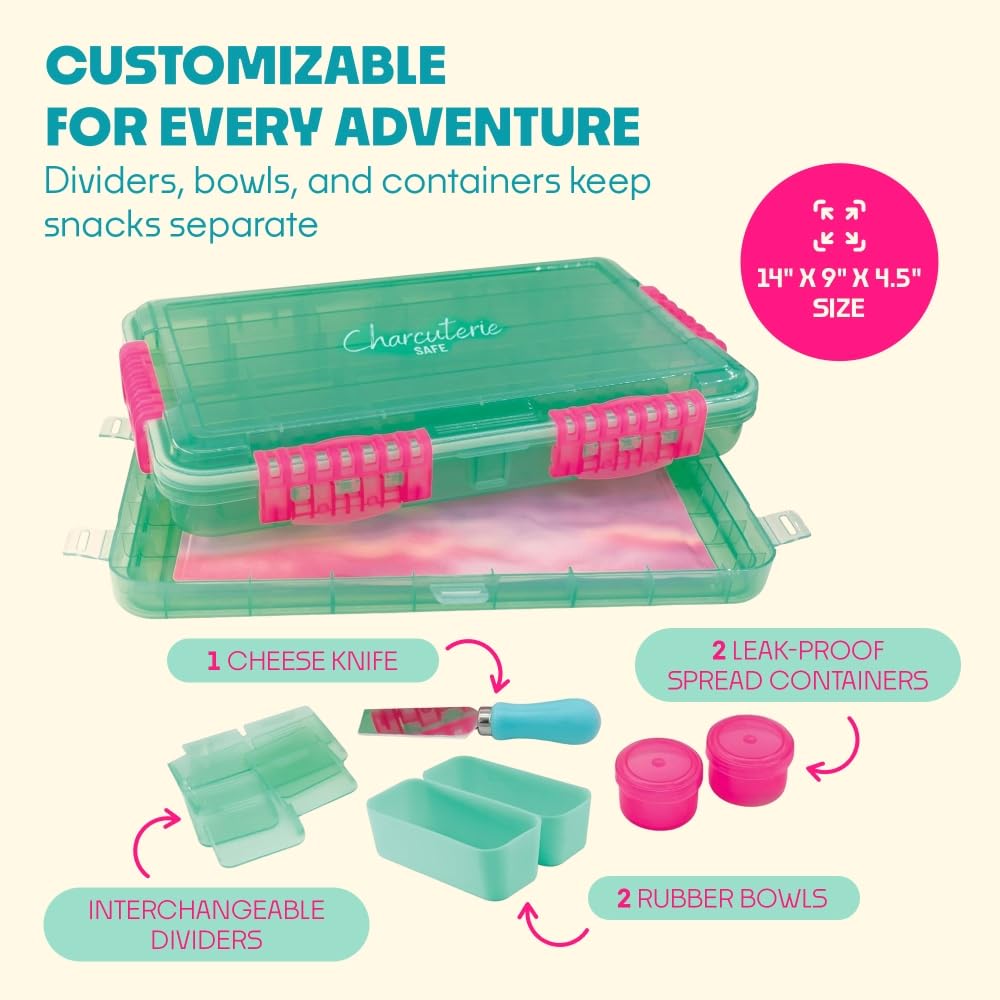 SubSafe Charcuterie Safe 2.0 interchangeable dividers highlight customizable snack zones.