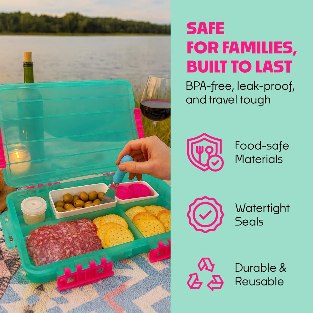 SubSafe Charcuterie Safe 2.0 leak proof containers keep dips secure during transport.