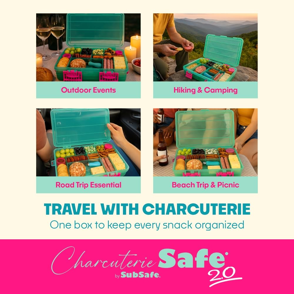 SubSafe Charcuterie Safe 2.0 rubber bowls prevent spills while on the move.