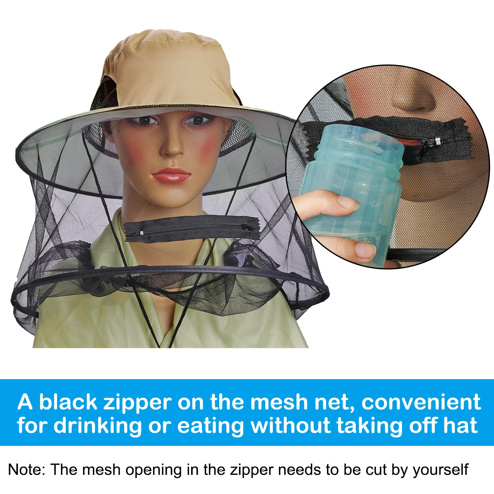 360-degree face mesh with zipper opening on Sucrain hat