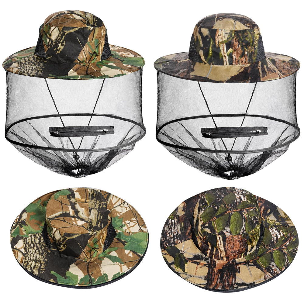 Hidden mesh opening on the mosquito net hat for drinking without removing