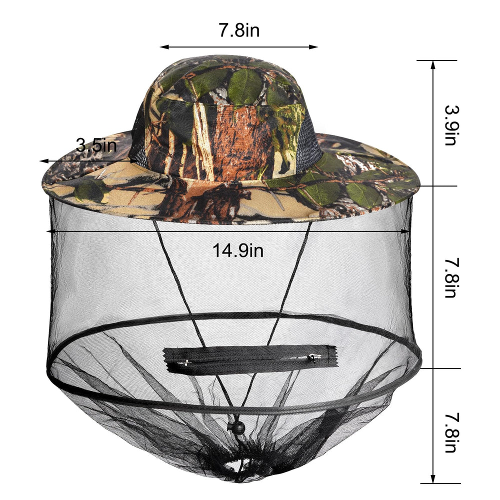 Wide 3.5-inch brim sun protection on leaf camouflage hat
