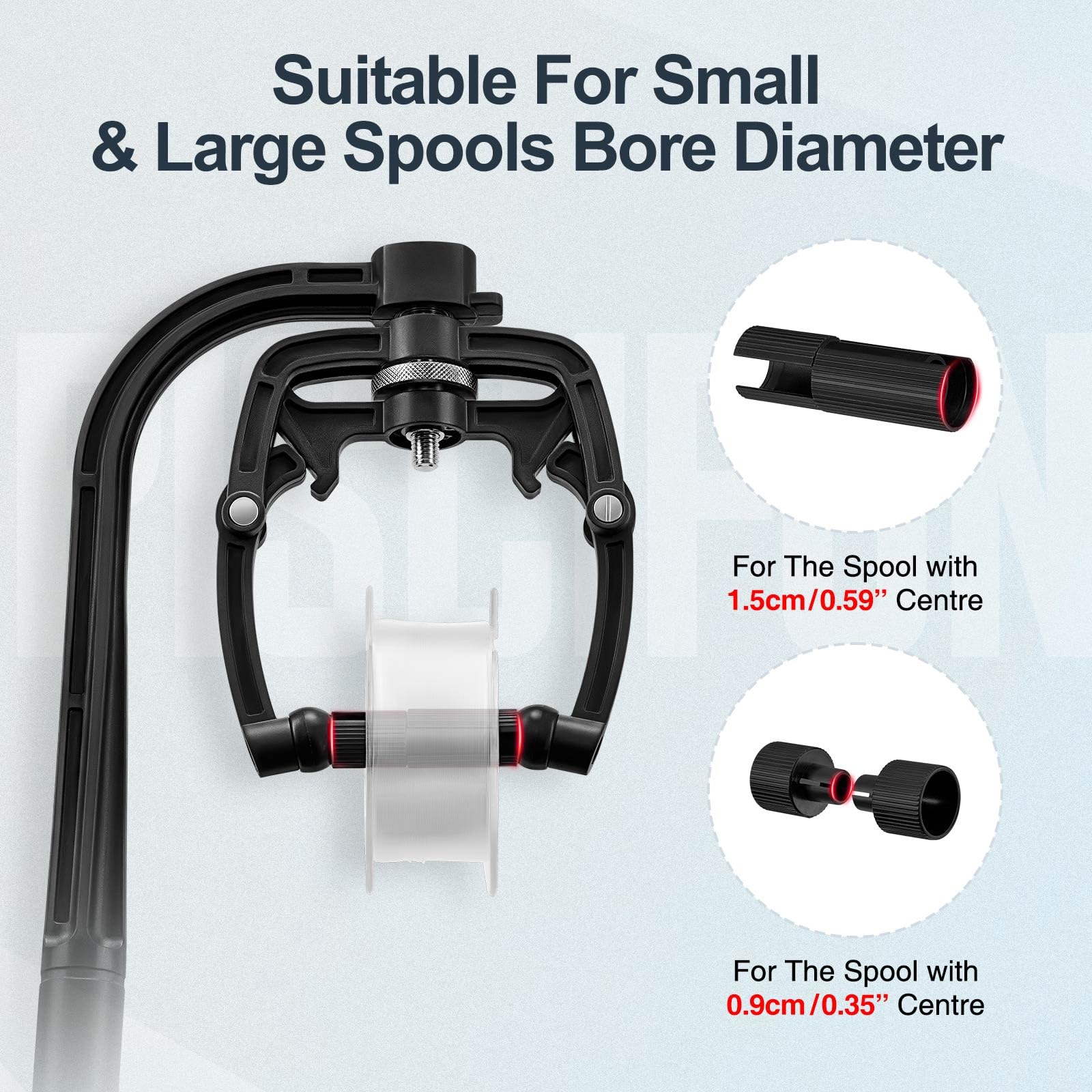Suction cup base adheres to smooth surfaces (wet glass)