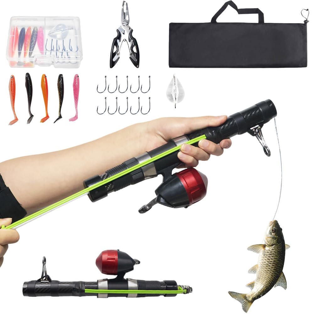 SUFFUSE BL10S-Red front view showing compact portable fishing setup for shore fishing.