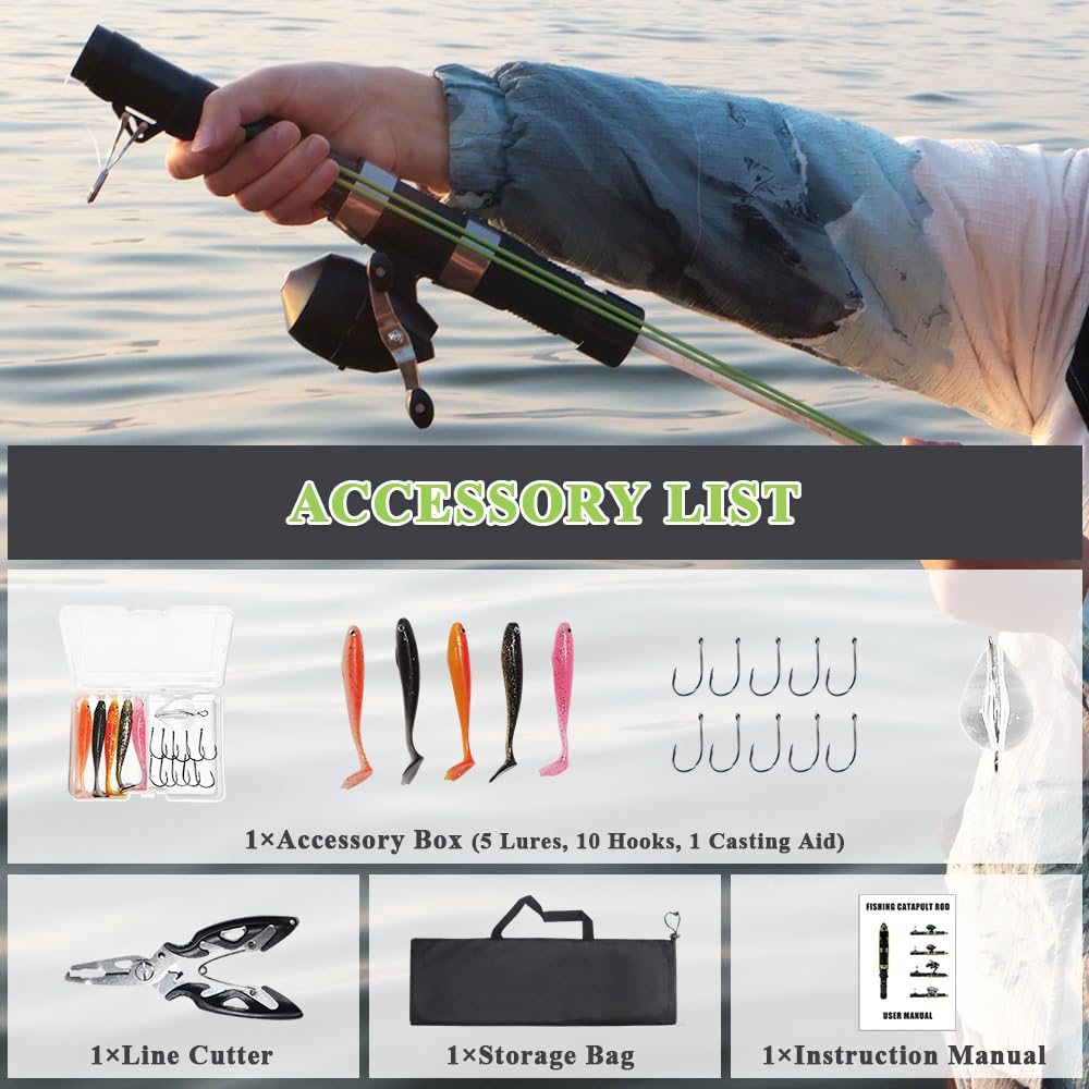 Contents include lures, hooks, and a casting aid for ready-to-use trips.