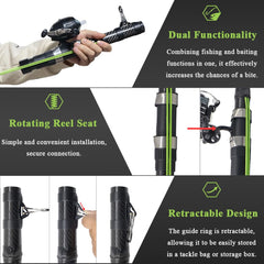 Front guide ring retracts for compact storage in tackle bags.