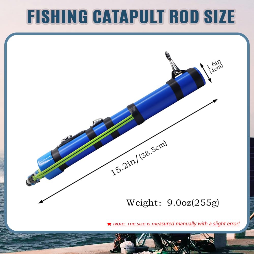 SUFFUSE fishing catapult rod extended shows compact length ideal for shore casting on the go.