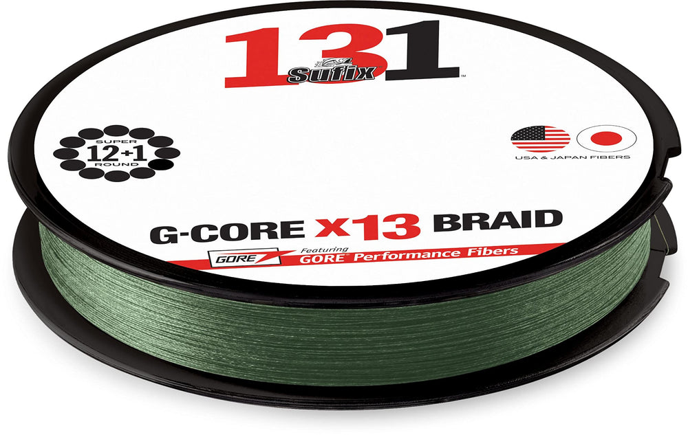 Sufix 131 braid spool view with low-vis green color for stealthy casts