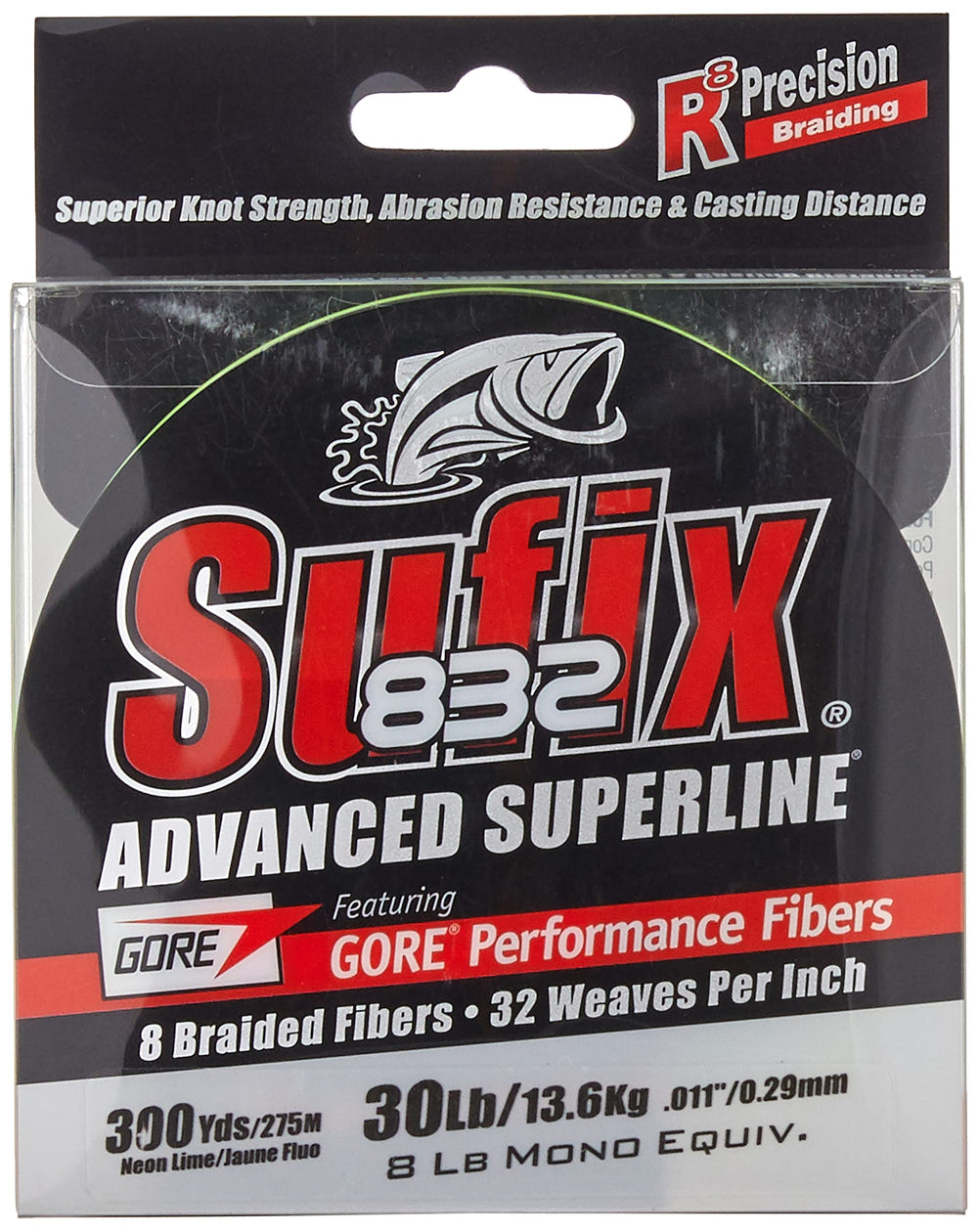 Close-up of 8-fiber construction on Sufix 832 Advanced Superline