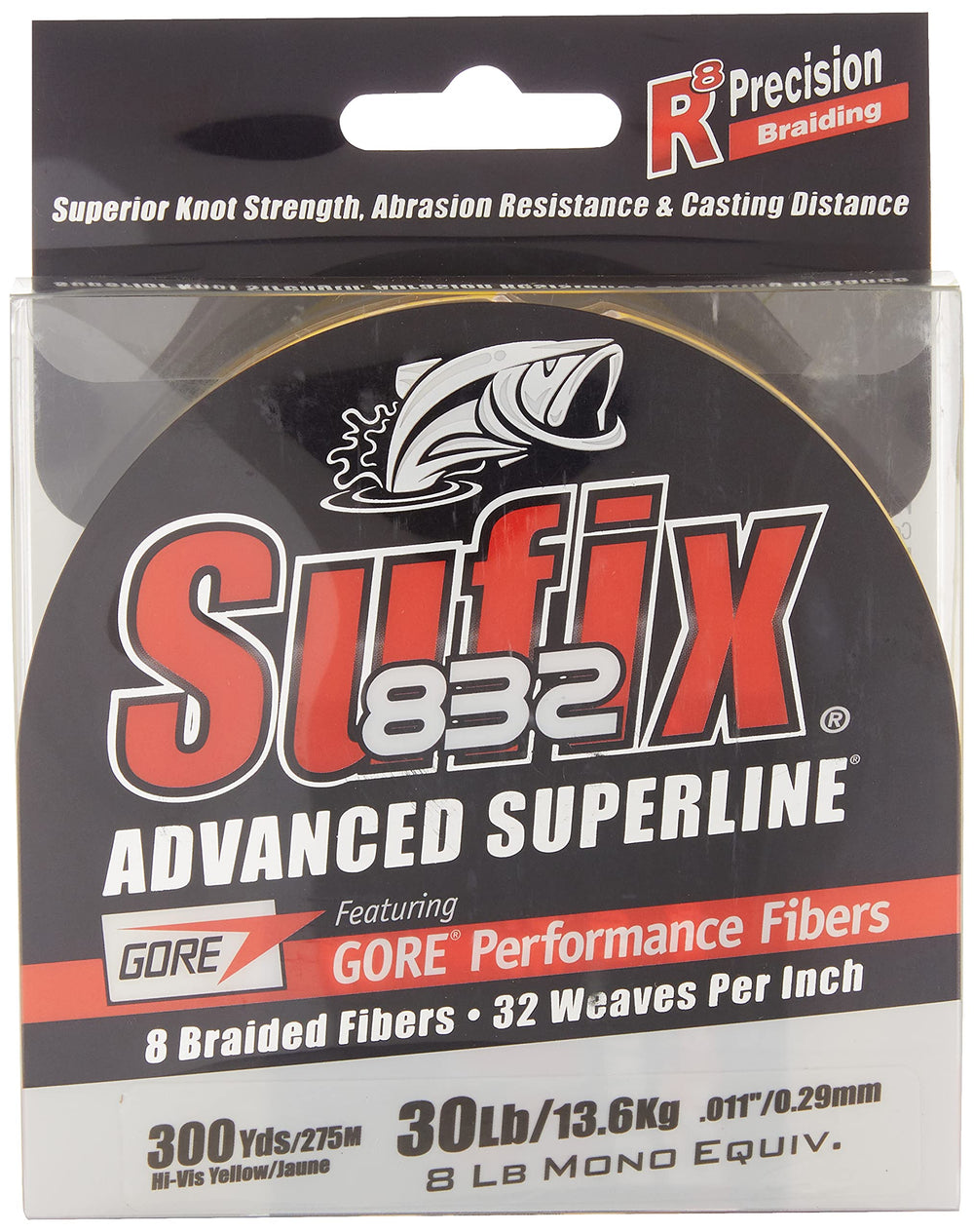 Sufix 832 300 yards on spool emphasizes long casts and ample tackle options.