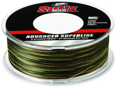 Sufix 832 Advanced Superline Braid in camo enhances strength for boating and fishing.