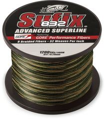 Sufix 832 Braid 10 lb Camouflage on spool, stealth color for long-distance casting
