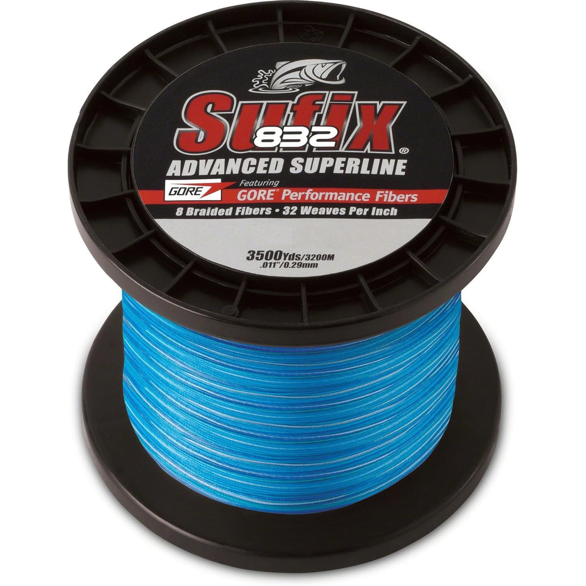 Sufix 832 Braid 100 lb Coastal Camo spool, 3000 yards, ready for fishing.
