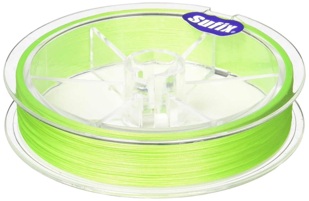 Sufix 832 Neon Lime braid at 150 yards for visibility and strength on long casts.