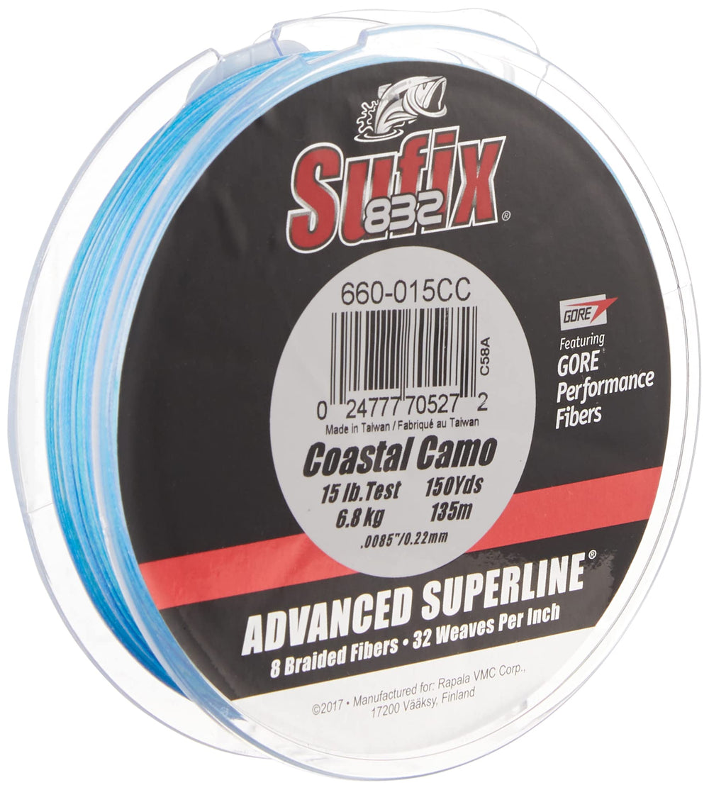 Sufix 832 Braid Coastal Camo 150yd spool for long, accurate casts.