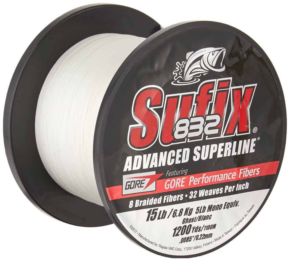 Sufix 832 Braid 15 lb Ghost box packaging for safe storage