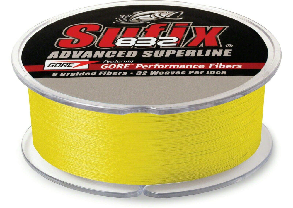 Sufix 832 braid in hi-vis yellow for visibility and line control during fishing