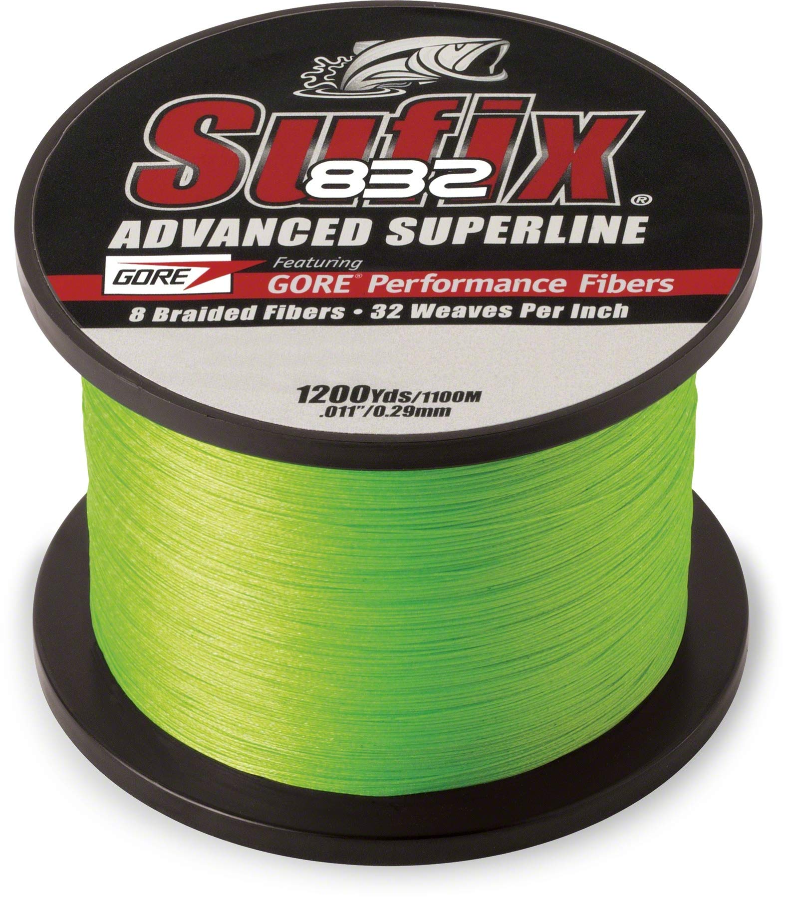 Sufix 832 braid in neon lime for high visibility and smooth casting