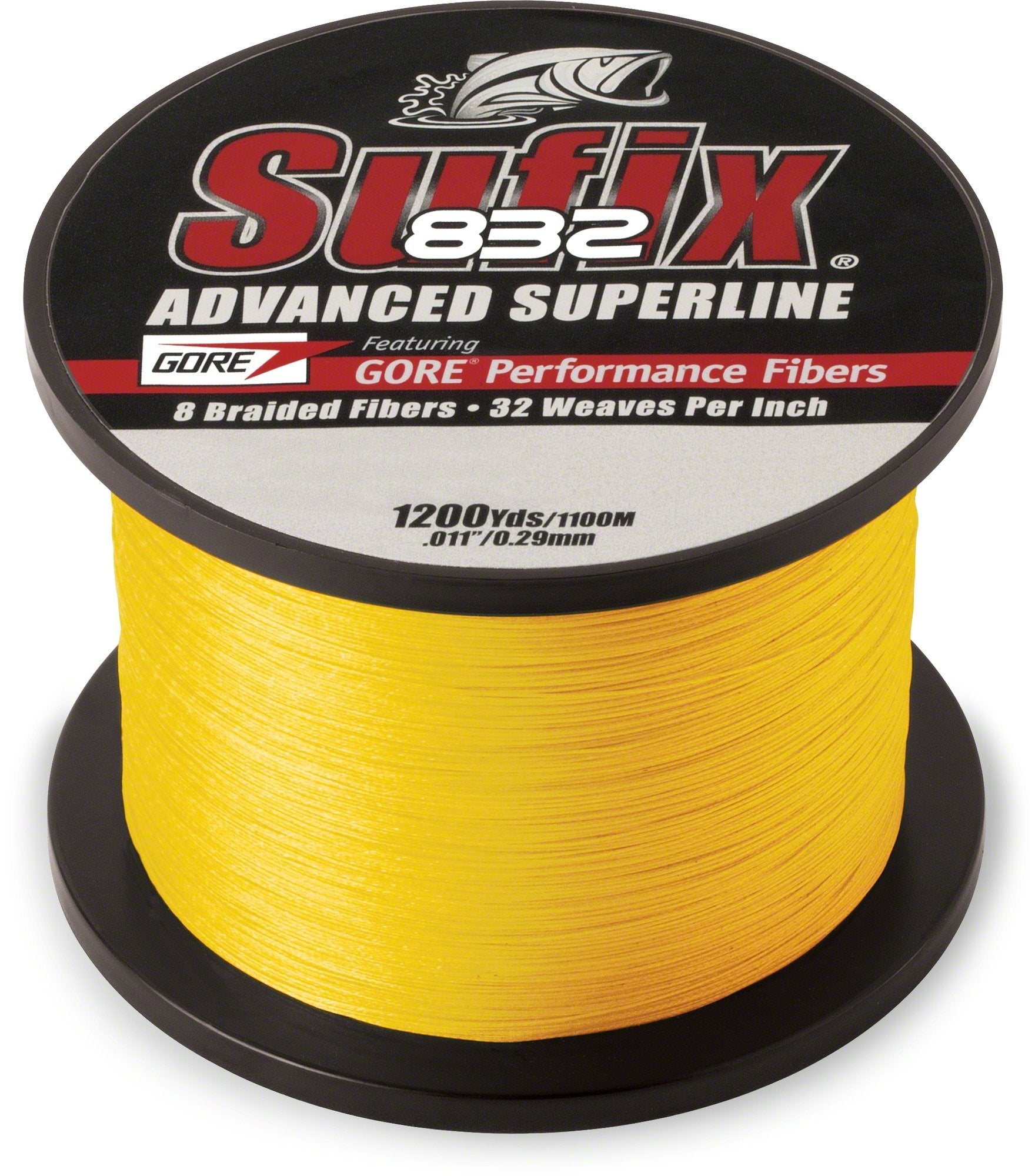 Sufix 832 braided line in hi-vis yellow for easy tracking and casting control