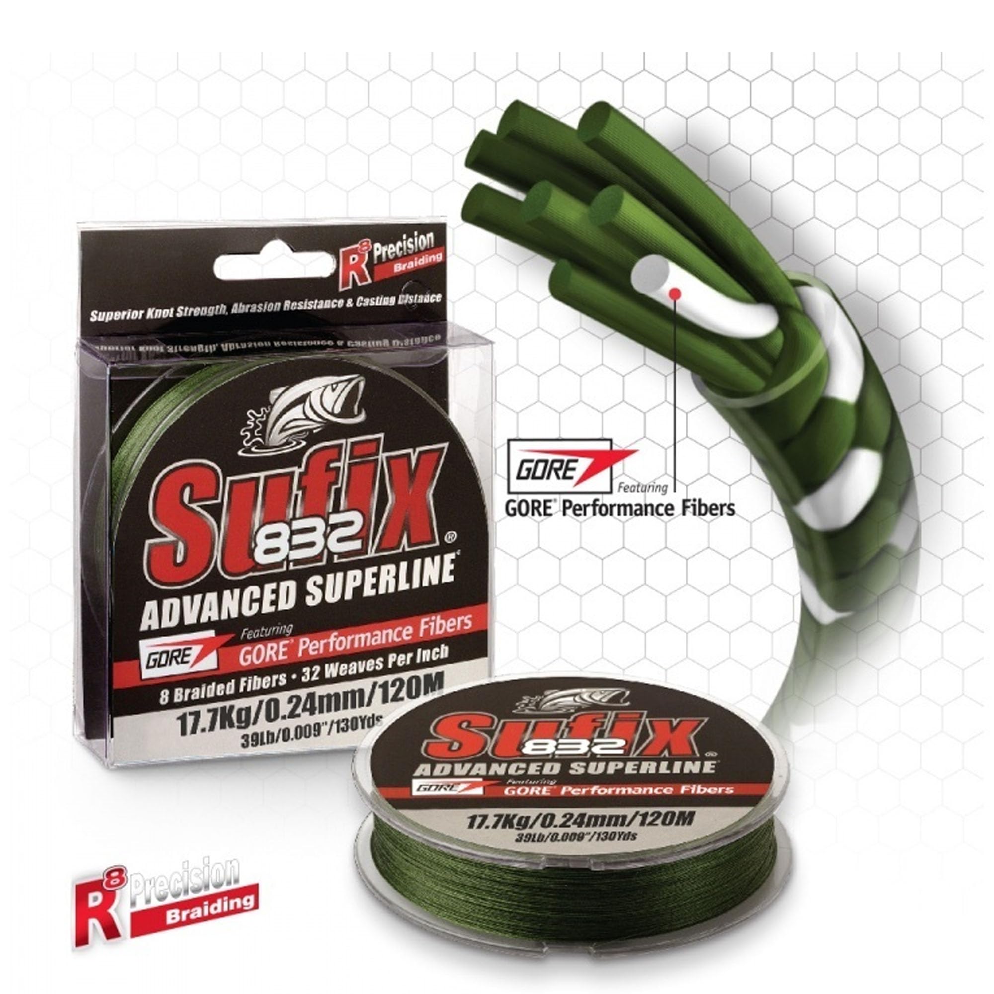 Sufix 832 Braid closeup highlighting bright color and braided construction for sensitivity