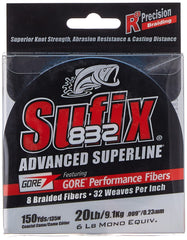 Close-up of Sufix 832 Braid Coastal Camo spool showing braid texture for sensitivity