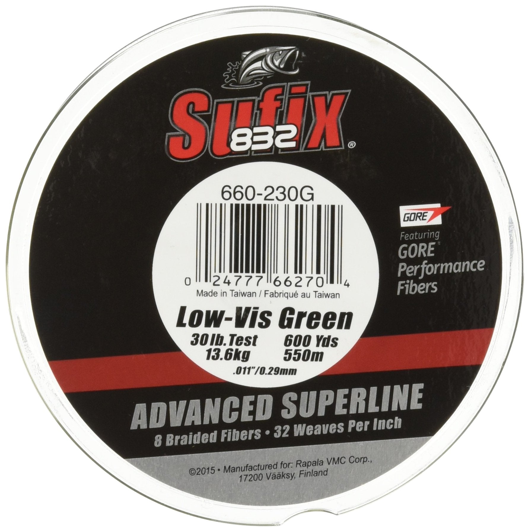 Sufix 832 braid line green 600yds abrasion-test image highlights strength.