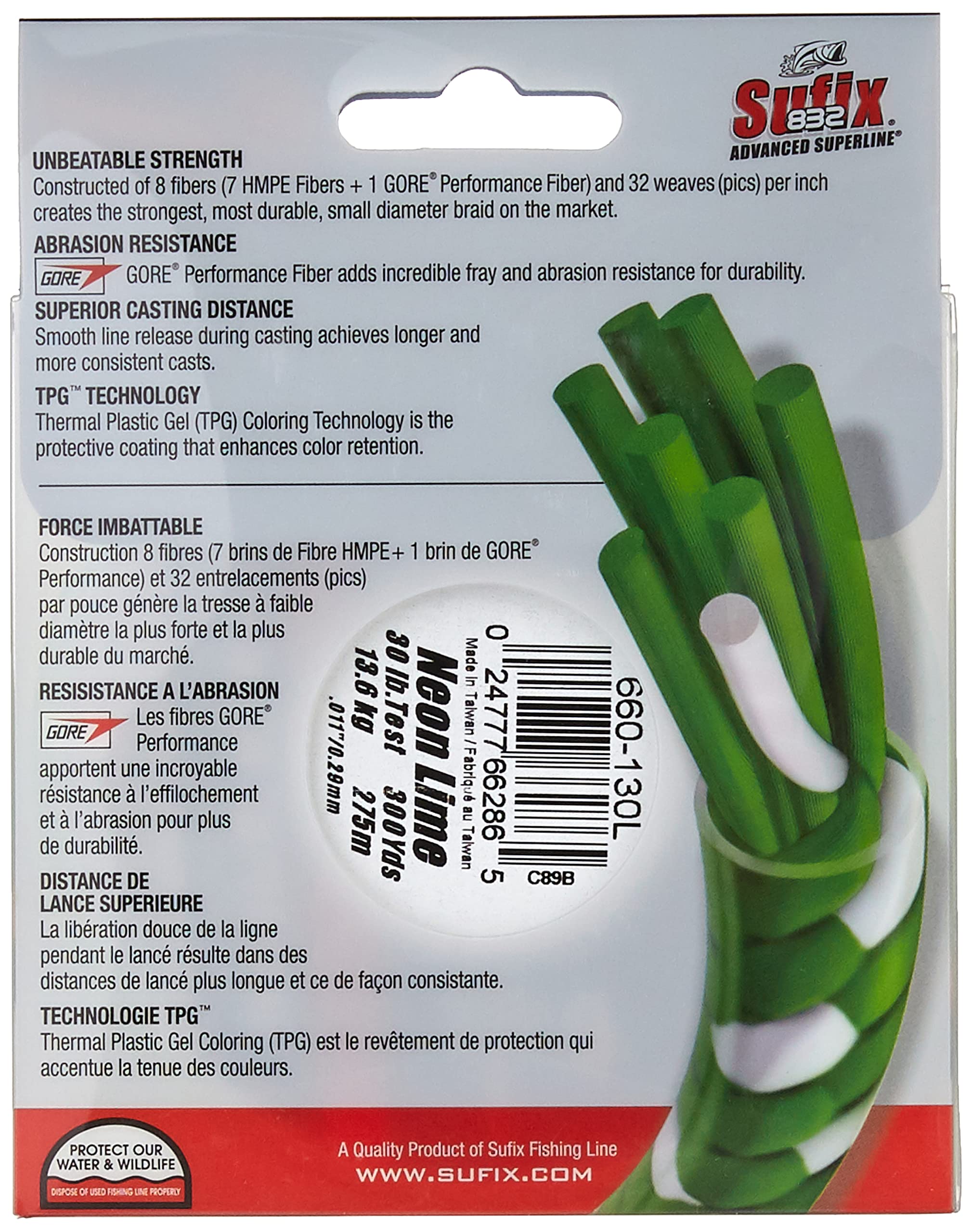 Sufix 832 Neon Lime on reel demonstrates abrasion resistance.