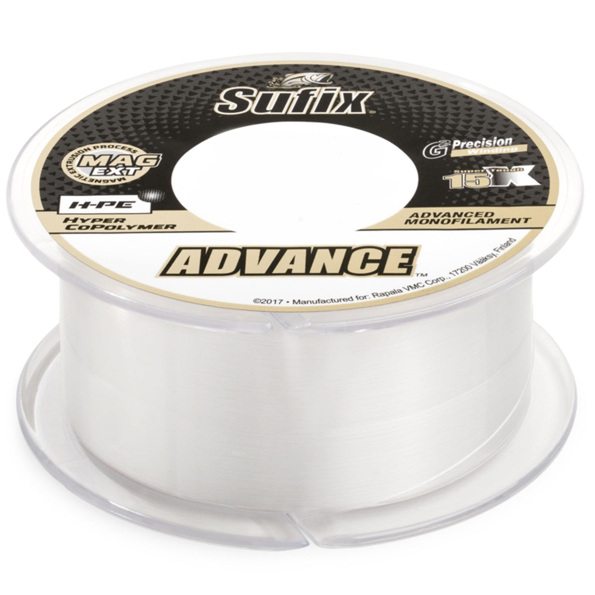 Sufix Advance Clear monofilament invisible line on reel for stealthy presentations