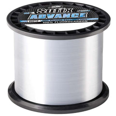 Sufix Advance fluorocarbon 14 lb clear line, virtually invisible with high sensitivity for strikes