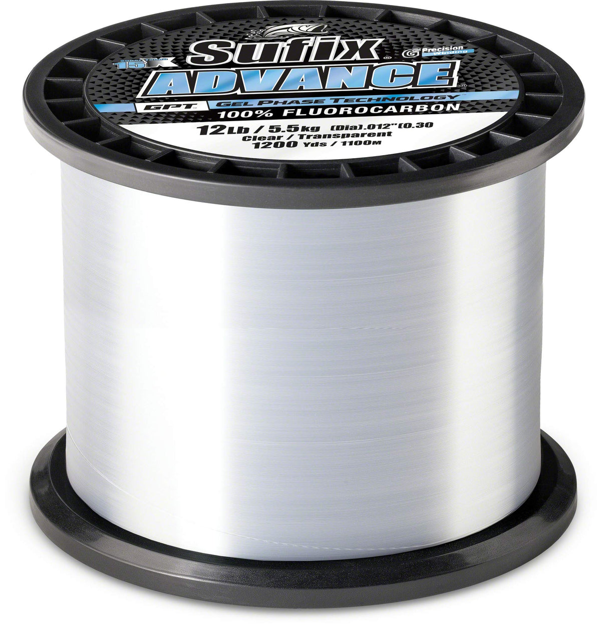 Sufix Advance fluorocarbon 4 lb Clear 1200 yds spool for near-invisible line in clear water.