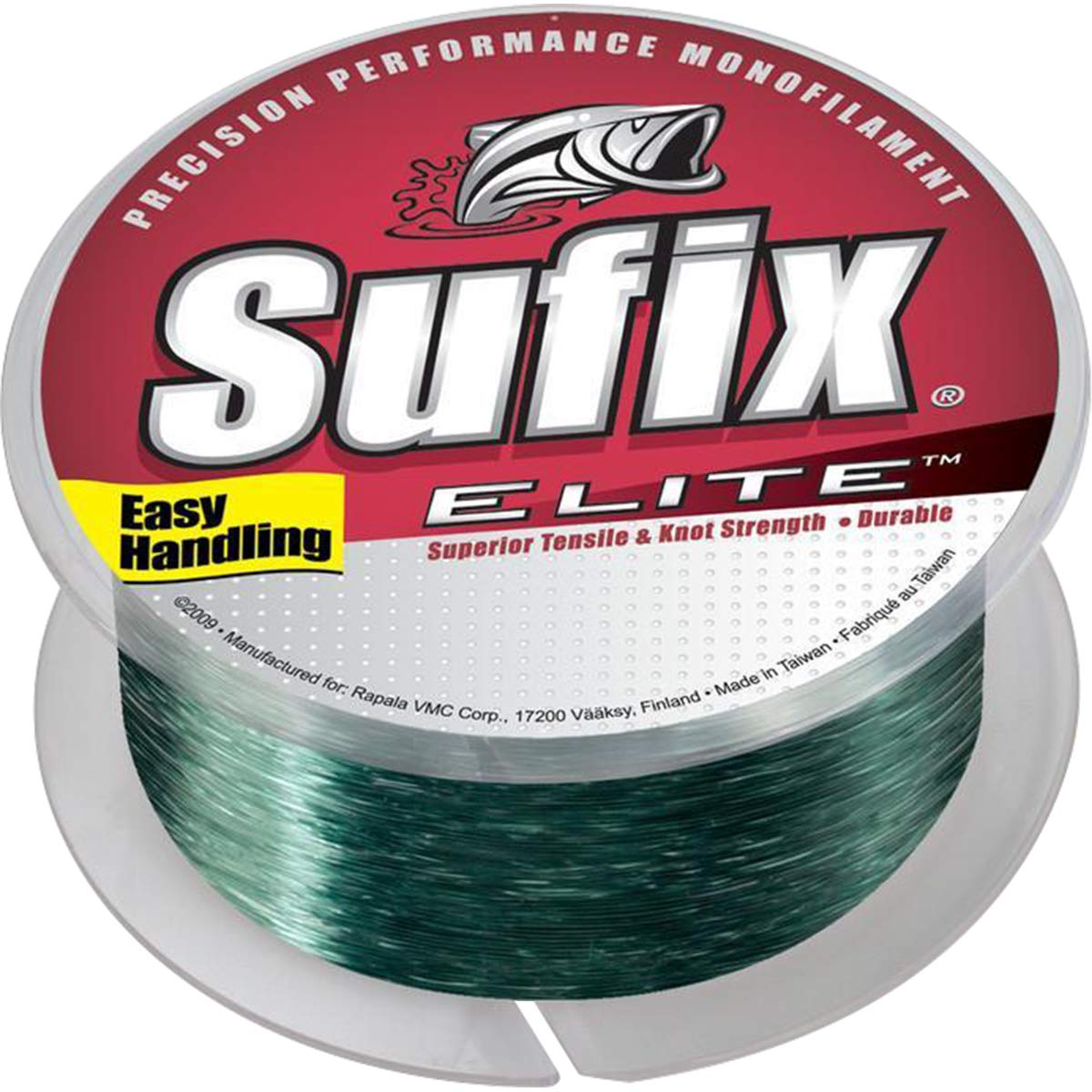 Sufix Elite Lo-Vis Green spool showing low-visibility line for stealth casting