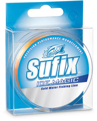 Sufix Ice Magic packaging highlighting low water absorption and durability
