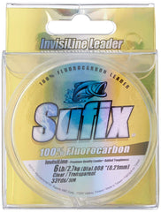 Sufix Invisiline 6 lb leader on a clear spool for stealthy fishing.