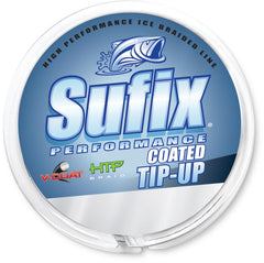 Sufix Performance V-Coat black 15 lb braid ready for cold-weather ice fishing scenarios