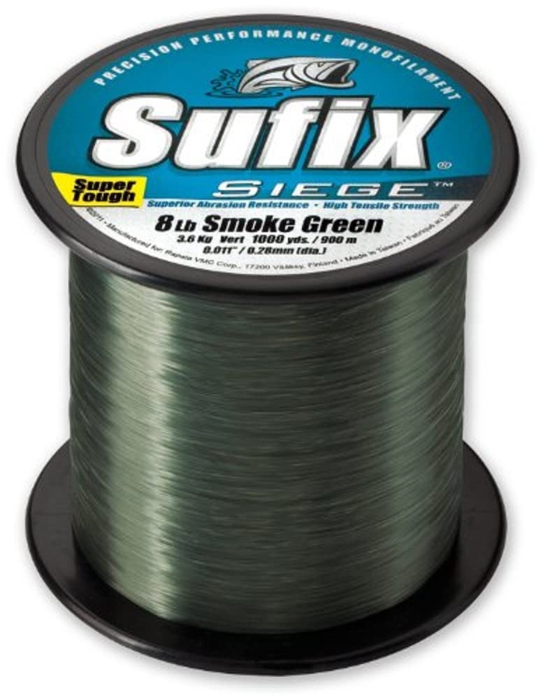 Sufix Siege 3000-yard smoke green line on spool for long casts and abrasion resistance
