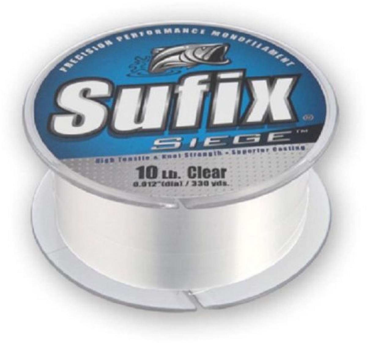 Sufix Siege 8 lb clear 330 yd spool showing long casts and abrasion resistance