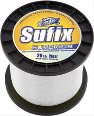 Sufix Superior 40 lb clear line spool, strong and abrasion resistant with fast recovery.