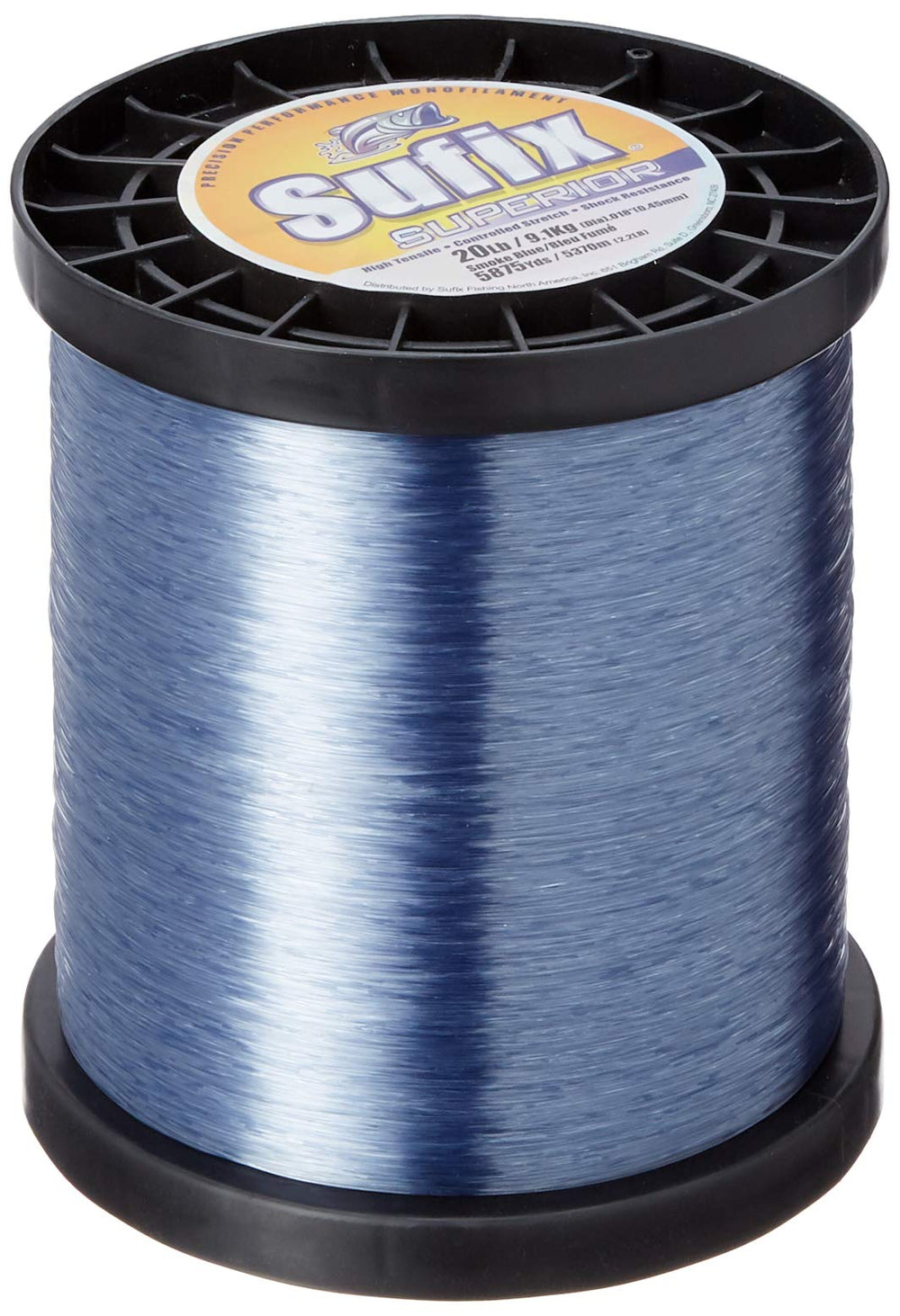 Sufix Superior 60 lb Smoke Blue bottle shows color and strength for long casts.