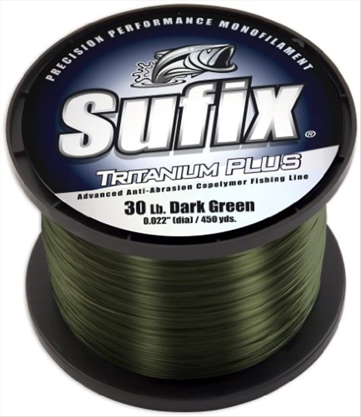 Sufix Tritanium Plus 12 lb dark green spool ideal for long casts and strong knots